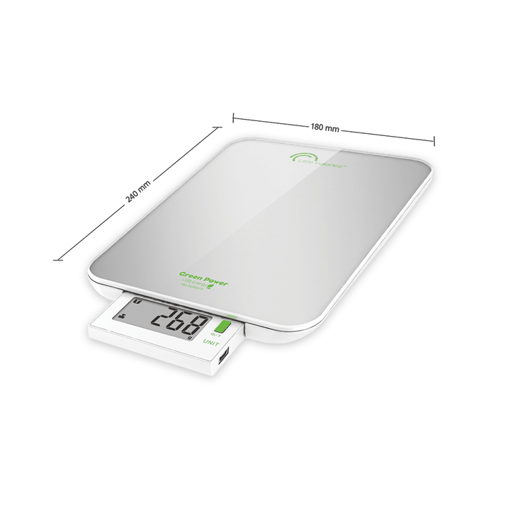 Little Balance 8183 Slide 6 USB keukenweegschaal, glas, 6 kg, zilver Little Balance 8183 Slide 6 USB keukenweegschaal, glas, 6 kg, zilver