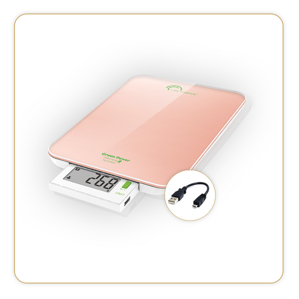 Bilancia da cucina, Slide 6 USB, rosa perlato, senza batterie - Ref 8184