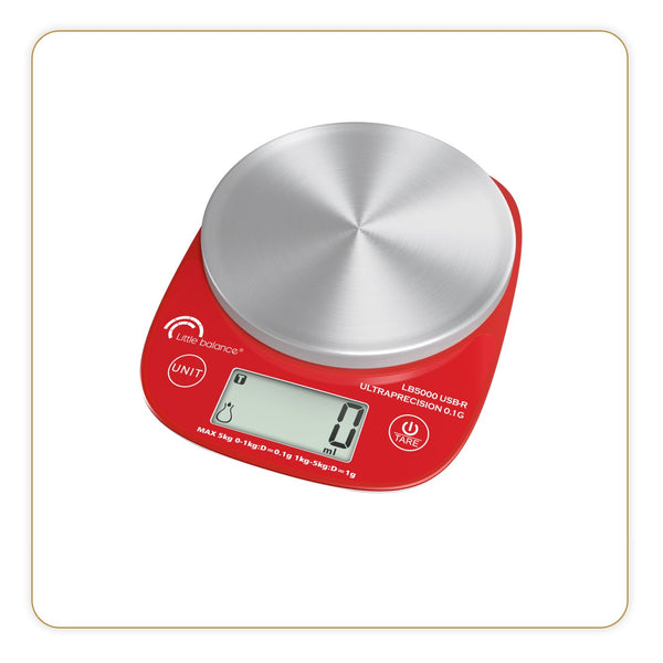 Balance de cuisine Pro Inox 5.1 Ultraprécision Rouge, Sans pile USB - Ref 8510