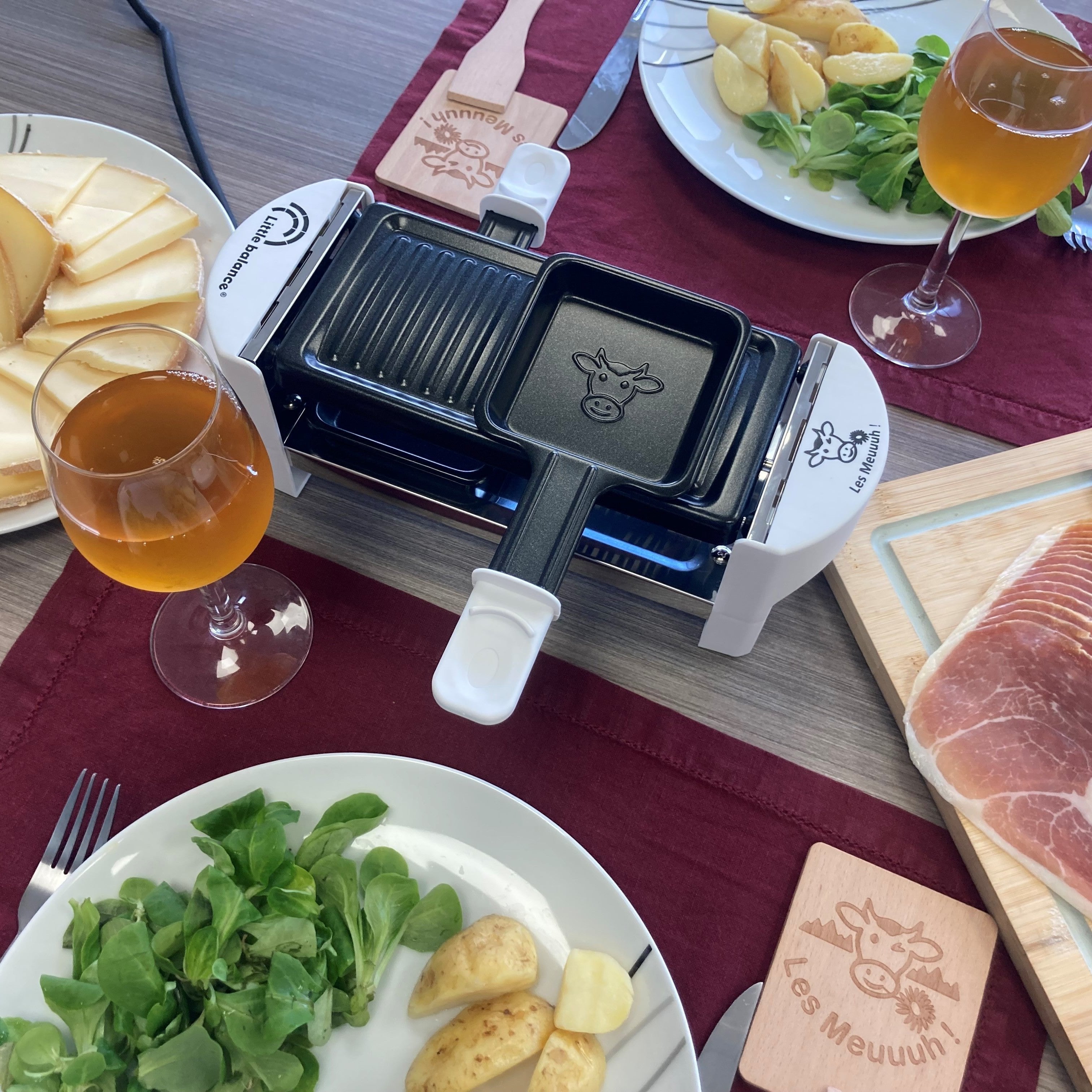Raclette Grill Little Balance Jura 4 - Pour 4 Personnes, Sans PFAS, 800W, Poêlons Antiadhésifs, Bleu Nuit