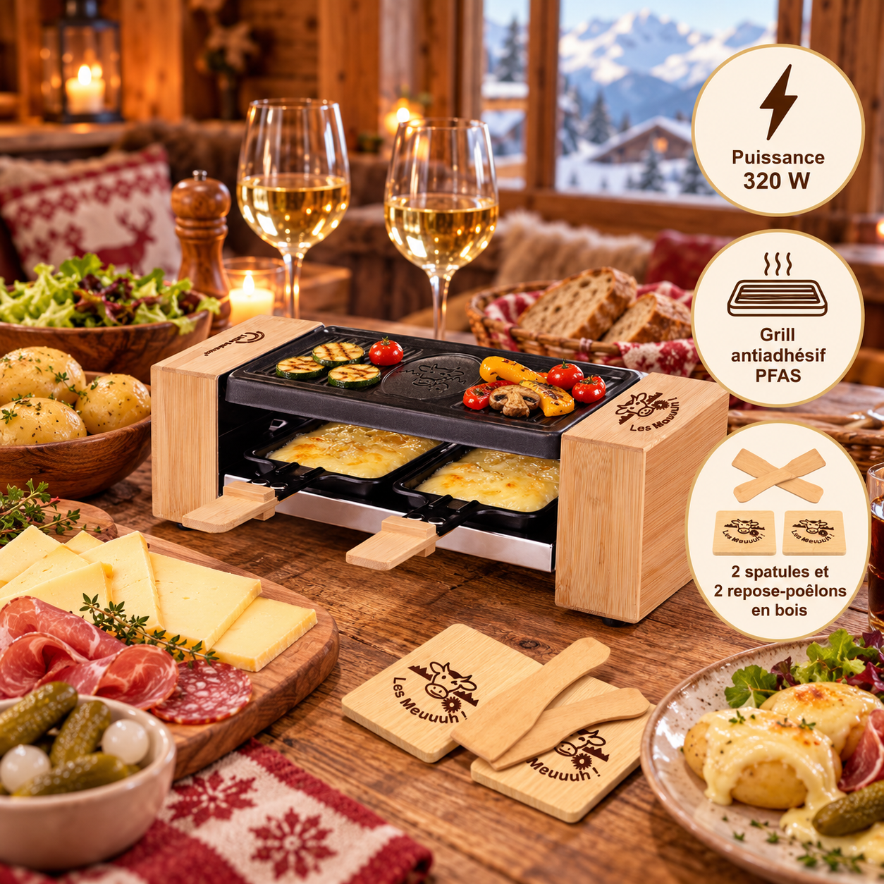 Raclette 2 personnes avec grill amovible 
