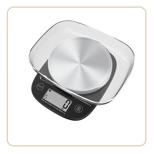 Balance de cuisine Pro Inox 5.1 Ultraprécision Noire, Sans pile USB, Avec bol - Ref 8721